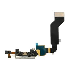 Шлейф iPhone 4s разъем зарядки (коннектор) + микрофон (белый) ОРИГИНАЛ